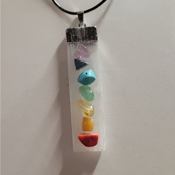 NATURAL Handmade SELENITE CHAKRA STONE NECKLACE HANDMADE - Picture 7 of 8